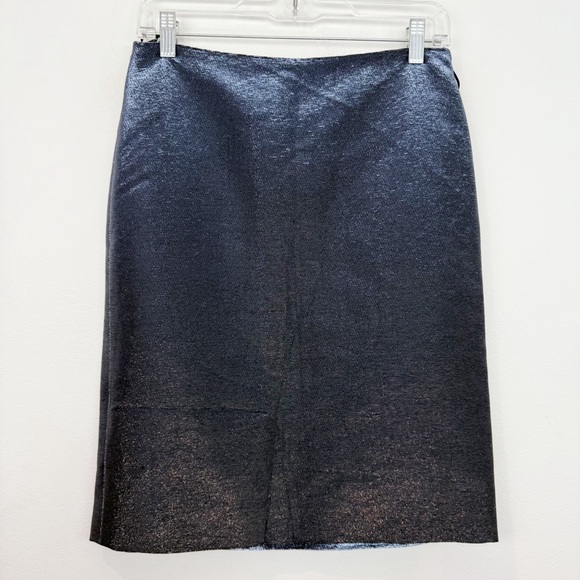 Metallic Blue Pencil Lined Skirt Size 36